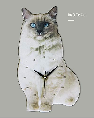 Amazon Co Jp 壁掛け時計 おしゃれ 静音 電波 シンプル 可愛い動物 子供部屋 猫壁掛け時計 連続秒針 部屋装飾 ラグドール猫 その2 ホーム キッチン