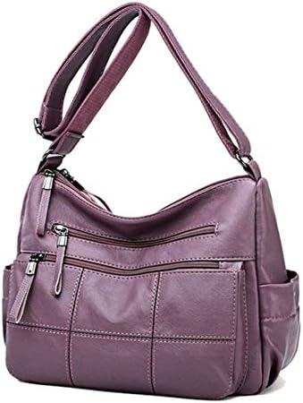 MynosWomens Shoulder Bag Purse Mynos Crossbody Bag Soft PU Leather Messenger Bag Ladies Handbag (Purple)