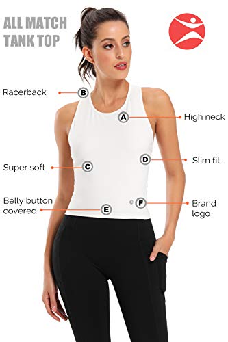 Evobak Workout Tops for Women - Yoga Shirts Racerback Crop Tops Athletic Exercise Gym Running Training Tanks Active Wear
