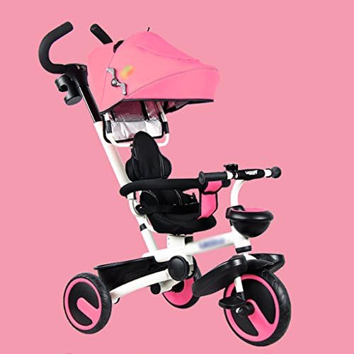Smart Designchild Folding Children's Tricycle 1-3 Years Old Baby Bike Children Bicycle Kids Stroller Trolley (Color : Pink)