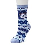 Womens Hanukkah Menorah Novelty Holiday Crew Socks