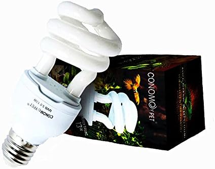 CONOMOYPET UVB Reptile Light Bulb, Compact Fluorescent Tropical Terrarium Lamp For Reptile Amphibian Calcium Supplement, 13 Watts (5.0 for Tropical)
