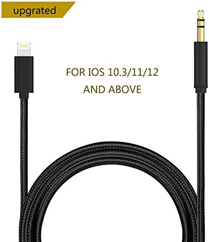 COOPSION Lightning to 3.5 mm Headphone Jack Adapter iPhone 7 Car Aux Audio Cable Male for iPhone X/8/8 Plus/7/7 Plus 3ft Black
