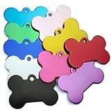 Monrocco 20 Pcs Pet ID Tag Bone Shape Double Sided Dog Cat Pet Name Phone Number ID Tag Charm Personalized, 38MM