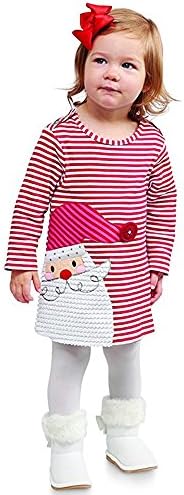 VEKDONE Toddler Kids Baby Girls Deer Striped Princess Dress Christmas Outfits Clothes