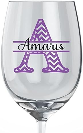 Chevron Letters Wine Glass