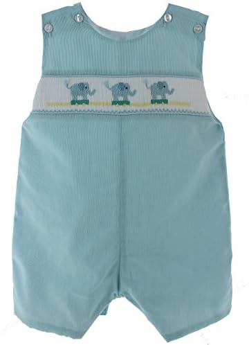 Infant Boys Smocked Outfit with Elephants Zoo Romper 18M