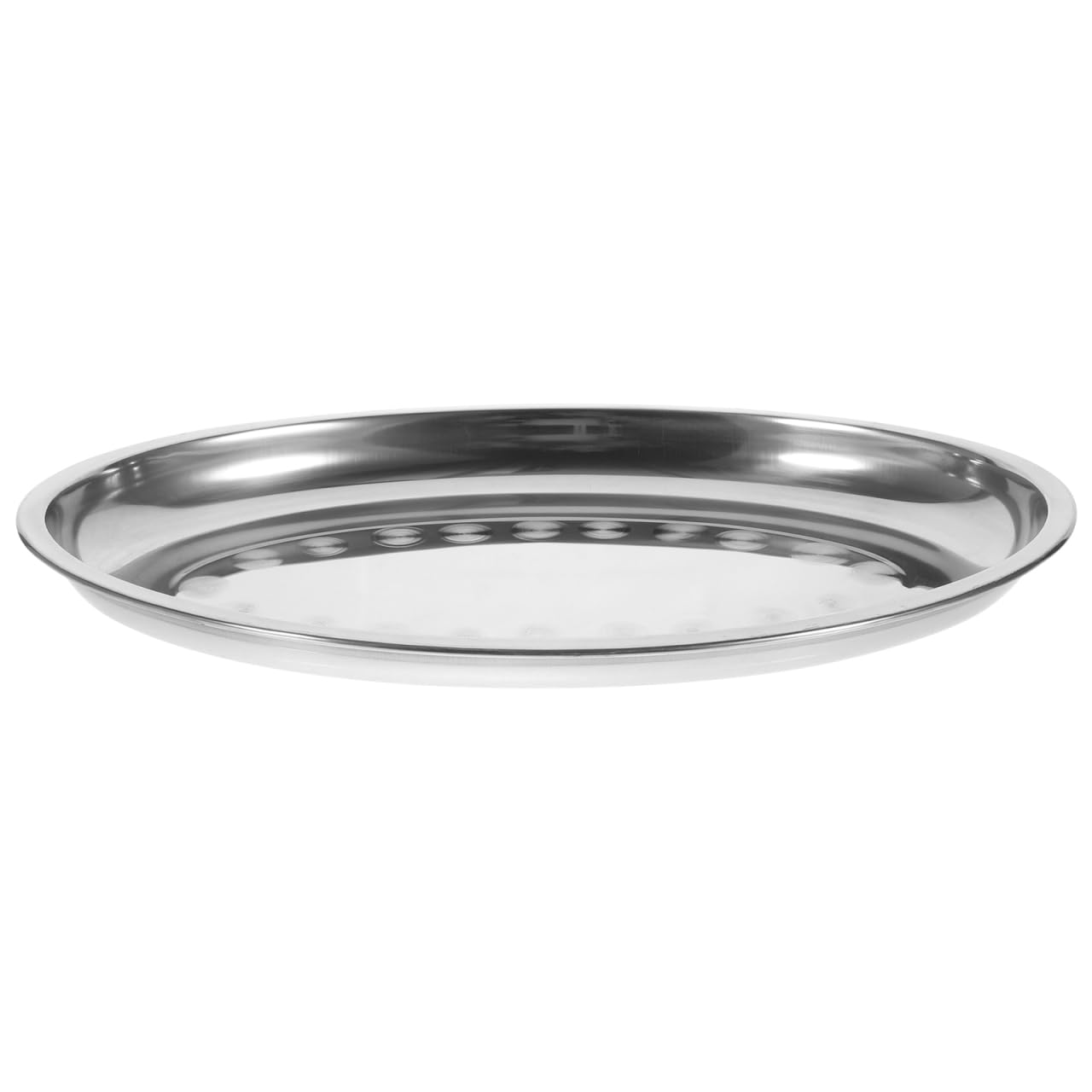 Luxshiny Stainless Steel Oval Serving Platter 13.6 Inch Metal Snack Plate for Fish Desserts Pastry Easy Clean Tray for Home Restaurant Cafe