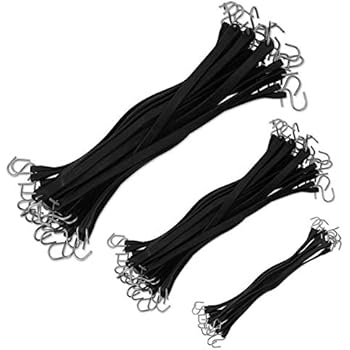 kitchentoolz Trucking Bundle - Bulk Bungee Cords with Hooks- Pack of 50 Multiple Lengths Tarp Straps Natural Rubber Bungee Cords - 9in, 15in, 21in