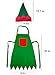 ocharzy 1 pcs Christmas Green Elf Apron Gift Adjustable Server Apron with Pockets and Hat from