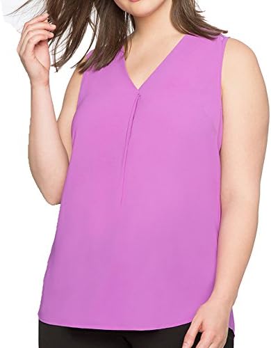 shiaili Women Plus Size Chiffon Long Tank Top Sleeveless T Shirt (16W, Pink)