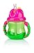 Nuby Two-Handle Flip N' Sip Straw Cup, 8 Ounce, Green with Pink