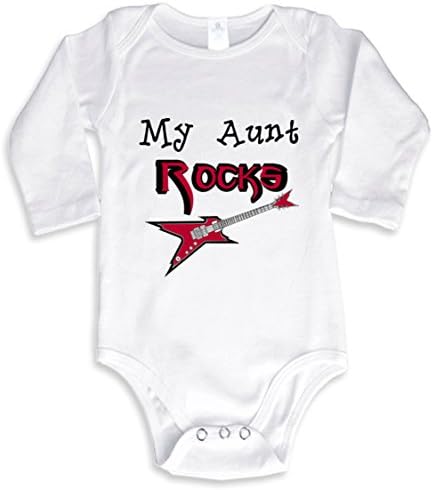 NanyCrafts My Aunt Rocks - Guitar Long Sleeve bodysuit 18M White