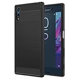 Sony Xperia XZ/XZs Case, MoKo Flexible TPU Bumper Slim Fit Case Carbon Fiber Design Lightweight Shockproof Back Cover for Sony Xperia XZ (2016) / XZs (2017) 5.2 Inch, Black