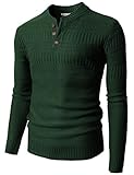 H2H Mens Henley Ribbed-Knit Sweater KHAKI US 3XL/Asia 4XL (KMOSWL0127)