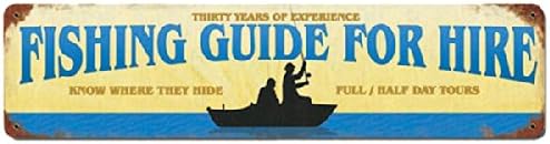 Fishing Guide For Hire Vintage Metal Sign Sports Recreation 20 X 5 Steel Not Tin