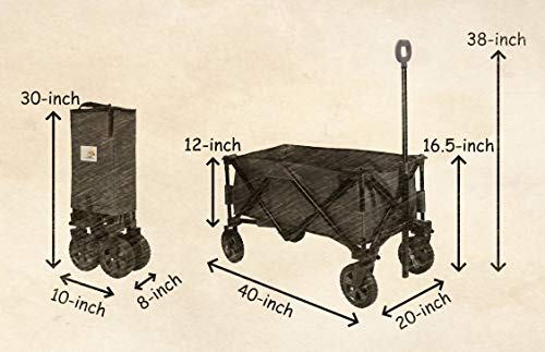 Patio Watcher Heavy Duty Collapsible Folding Garden Cart Utility Wagon for Shopping Outdoors, Blue