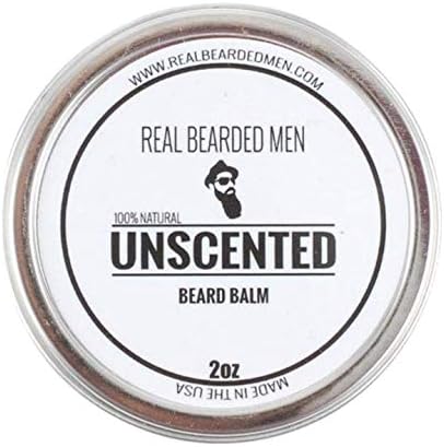 REAL BEARDED MEN 100% Natural Premium Beard Balm 2 oz - UNSCENTED - Made in USA