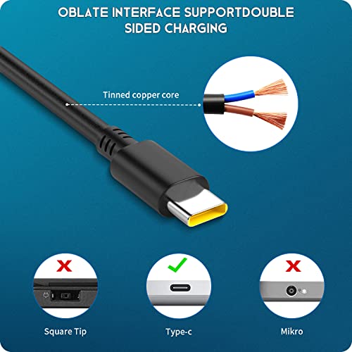65W USB-C Laptop Charger for Lenovo ThinkPad X1 T14 T15 T480 T480s T490 T490s T580 X13 X280 X380 E14 E15 E480 E490 Lenovo Yoga 720 910 Chromebook C330 S330 100e 300e and Others Type C Power Adapter1