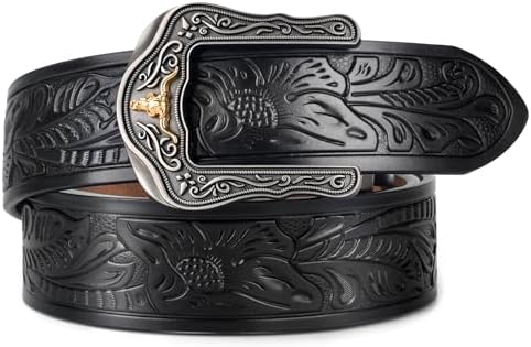 mens black leather dress belt with gold buckle AE354 Classic Gold Buckle Genuine Leather Smooth Dress Belt 1-3/8"(35mm) Wide (Brown, 36)