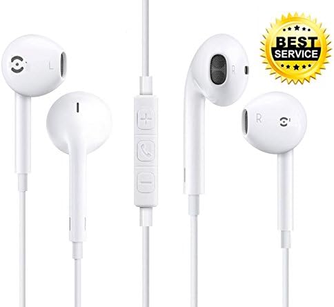 Earbuds, Wemoo iPhone Headphones with Microphone Stereo Earphones with Mic for apple iPhone 6s 6 Plus 5s 5 4s 4 SE 5C iPad iPod 7 8 1 2 3 In Ear Earphones Earbuds Earpods