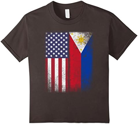 Kids American Filipino Flag T-shirt Philippines Heritage Tee 10 Asphalt