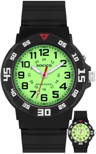 Kids Analog Watch with Light for Boys Girls Waterproof Time Teaching Watch with Soft Band Learning Time Wrist Watch Easy to Read for Children Great Gifts