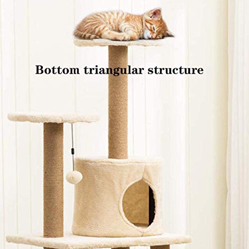 FTFDTMY-Jute-Cat-Klettergerst-einteiliges-Katzennest-Kratzbaum-Pet-Foster-Care-Center-Kleintiere-Spielzeug-Katzensprungplattform-Yan-Farbe-Grau-Gre-41-49-121-cm