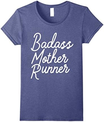 Women's Badass Mother Runner T-Shirt Medium Heather Blue