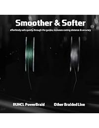 RUNCL PowerBraid   Línea de pesca trenzada, ultra duradera, línea trenzada 4 8 hebras, tecnología de tejido sin costuras, tecnología de revestimiento mejorada, sin estiramiento, alta sensibilidad, diámetro más pequeño   300 Ys, 15 100 lb