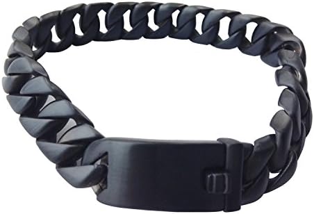 J shine Men Middle Size Black Tone Stainless Steel Cuban Bracelet Gb625