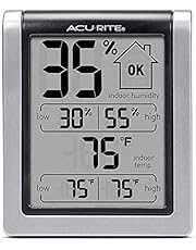 Digital Hygrometer & Indoor Thermometer Pre-Calibrated Humidity Gauge, 3" H x 2.5" W x 1.3" D, Black