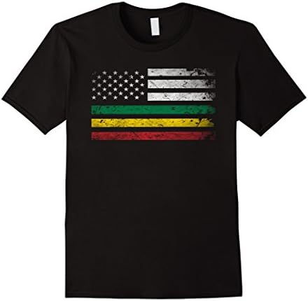 Men's Africa Flag Shirt -African American Flag Rasta Reggae TShirt Large Black