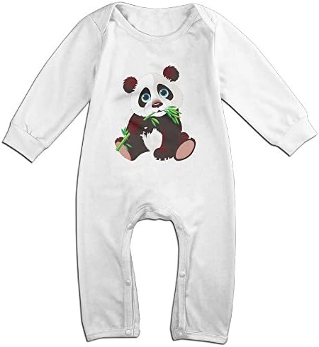 Panda Eating Bamboo Baby Onesie Bodysuits Long-sleeve For 6-24 Months Baby