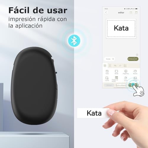 E10 Etiquetadora Bluetooth con Etiquetas Adhesivas Continuas, Negro