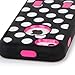 iPhone 5C Case, E LV iPhone 5C case - heavy Duty Rugged Dual Layer Hybrid Armor Defender Case Cover for iPhone 5C with 1 Screen Protector, 1 Black Stylus and 1 Microfiber - Polka Dot Hot Pink