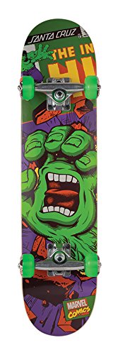 Santa Cruz Marvel Hulk Hand Mini Complete Skateboard, Assort