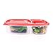 Bento Box, PYRUS Bento Lunch Box 3 Divided Compartments Reusable Lunchbox with Multi Colored Lids Perfect for School and Office(4PACK)