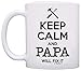 ThisWear Father's Day Gift Keep Calm Papa Will Fix It Birthday Gift Grandpa Papa 11oz Ceramic Coffee Mug with Handle