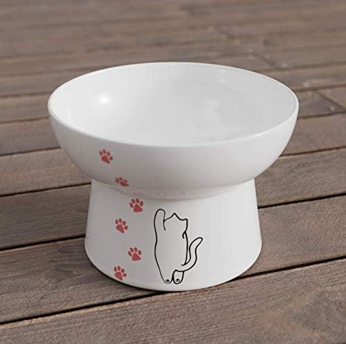 Minibees Raised Cat Bowl - Premium Elevated Cat Feeding Bowl, Porcelain, Stress Free, Small to Medium, Safety Choice - Image 3