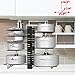 MASSUGAR Pots and Pans Organizer for Cabinet, 8 Tiers Pan Organizer Rack for Cabinet with 3 DIY Methods, Adjustable with Hook, Pan Pot Rack for Kitchen Organization and Storage