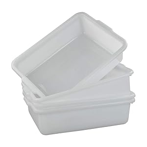 Asking 4-Pack Plastic White Commercial Bus Box, Utility Bin