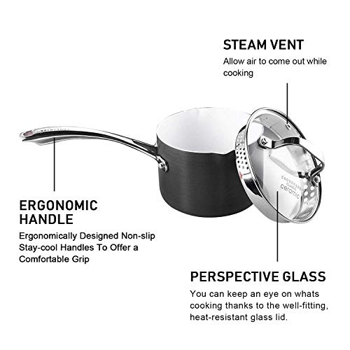 AMERICOOK Black Pots and Pans Set, 8 Piece Hard Anodized Cookware Set