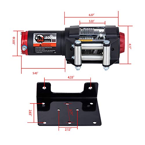 OPENROAD 3000Lbs 12 Volts Electric Winch, Winch for ATV/UTV/Boat, 3000Lbs /1360Kg Electric Winch Kit, with 12m/39ft Winch Cable, Towing Off-Road Electric Winch Recovery kit (3000Lbs Black) - Image 6