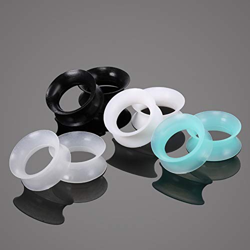 Xpircn 4 Pairs Thin Silicone Flexible Tunnels Double Flared Ear Stretching Plug Gauges Piercing Jewelry (14mm) - Thumbnail 5