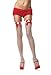 Leg Avenue Women's Industrial Net Thigh-High Stocking With Satin Bow And Nurse Badge, Black/Red, One Size