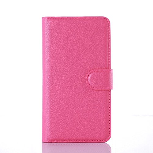 Adrian B Gonzalez Lenovo Vibe P1m, Solid Color Litchi Pattern Wallet Style Front Buckle Flip PU Leather Case with Card Slots for Lenovo Vibe P1m (Color : Rose Red)