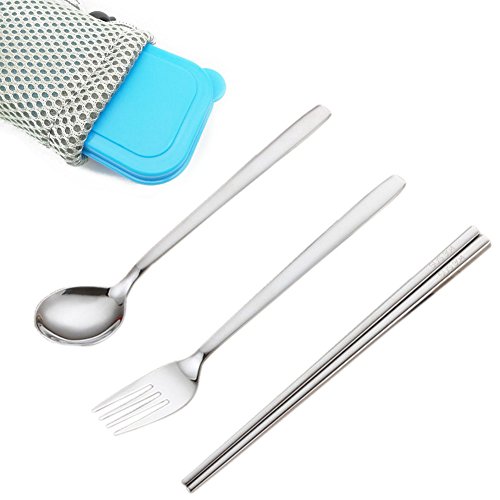 Buy Stainless Steel Chopsticks Cutlery Set Case Spoon Fork Bag Picnic