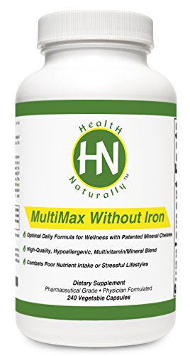 MultiMax without Iron - 240 Vegetable Capsules | *BEST VALUE* | Hypoallergenic | Folate as a Blend of Quatrefolic (5-MTHF) and Folic Acid | Patented Albion TRAACS Chelated Mineral Complexes | Soy Free | Dairy-and Gluten Free | Non-GMO