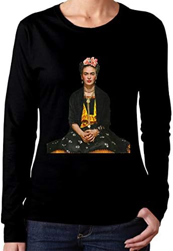 WilliamWButler Frida Kahlo Cotton Womens T Shirt Long Sleeve Lovely Women's Tee Short Sleeve Black